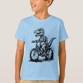 Moderner Dinosaurier auf Bike Kids Basic T - Shirt