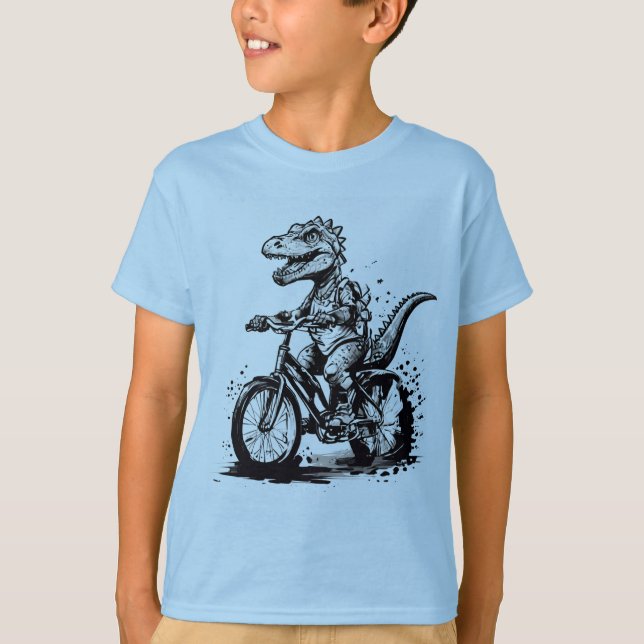 Moderner Dinosaurier auf Bike Kids Basic T - Shirt (Vorderseite)
