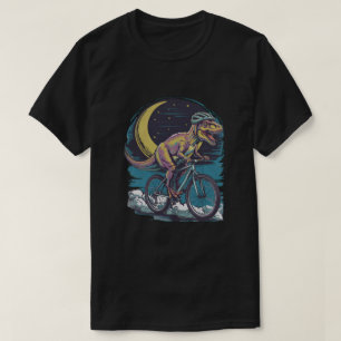 Moderner Dinosaurier auf dem Bike im Himmel mit Mo T-Shirt