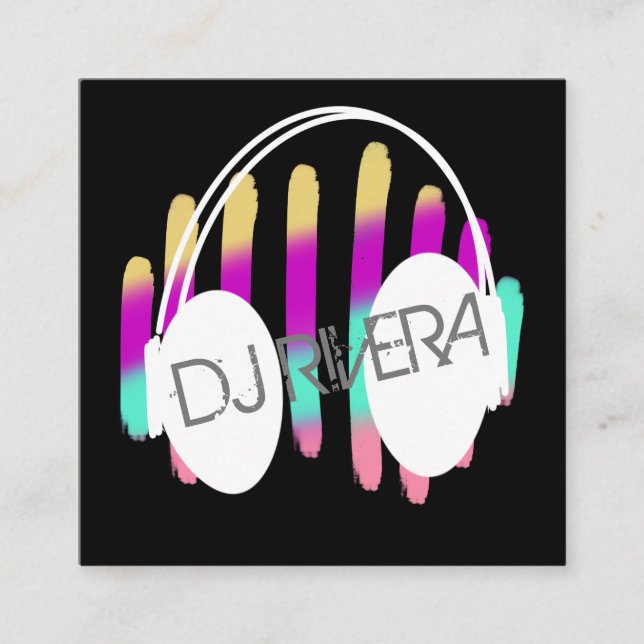 Moderner DJ Music Producer Neon Colorful Quadratische Visitenkarte (Vorderseite)