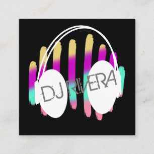 Moderner DJ-Musikproduzent Neonfarben Quadratische Visitenkarte