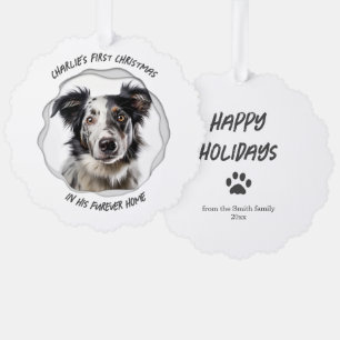 Moderner Dog Paw Print Erster Weihnachtsurlaub Ornament Karte