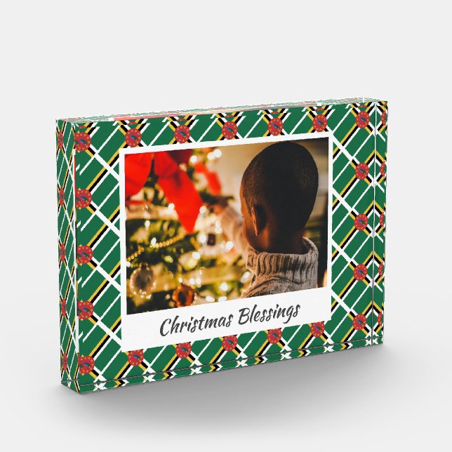 Moderner DOMINICA FLAG Weihnachtsstopp Fotoblock (Links)