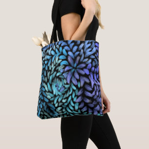 Moderner Druck mit aquamarinen und blauen Blättern