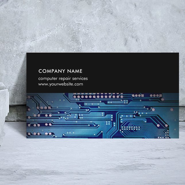 Moderner Dunkelblauer Leiterplatten-Computer-Berat Visitenkarte (Von Creator hochgeladen)