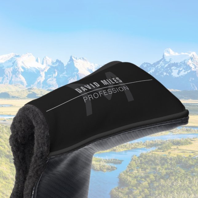 Moderner dunkelgrauer Beruflicher Name Golf Headcover (Von Creator hochgeladen)