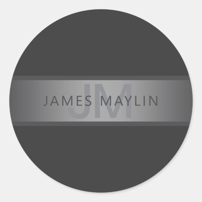 Moderner dunkelgrauer Gradient Name oder Firmennam Runder Aufkleber (Vorderseite)