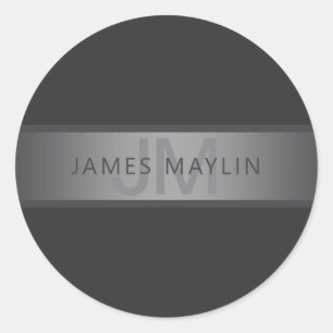 Moderner dunkelgrauer Gradient Name oder Firmennam Runder Aufkleber