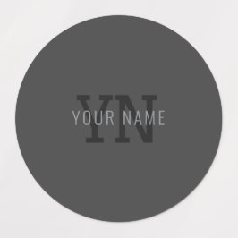 Moderner dunkelgrauer Mit Monogramm Name (oder and Etiketten