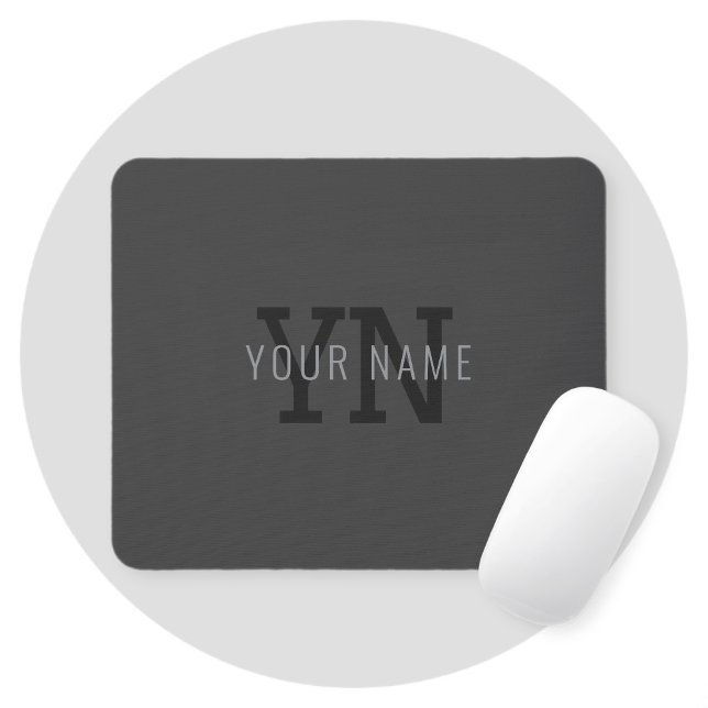Moderner dunkelgrauer Mit Monogramm Name (oder and Mousepad (Von Creator hochgeladen)