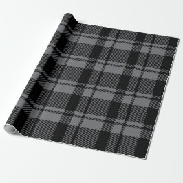 Moderner Dunkelgrauer und Schwarzer Tartan Kariert Geschenkpapier