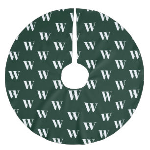 Moderner, dunkelgrüner Anfangsbuchstabe Polyester Weihnachtsbaumdecke
