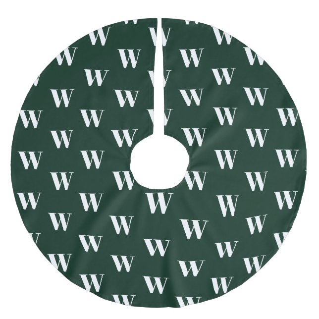 Moderner, dunkelgrüner Anfangsbuchstabe Polyester Weihnachtsbaumdecke (Vorderseite)