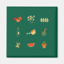 Moderner dunkelgrüner Gartenmagnet Magnet