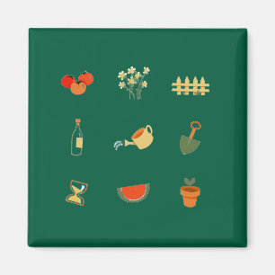 Moderner dunkelgrüner Gartenmagnet Magnet
