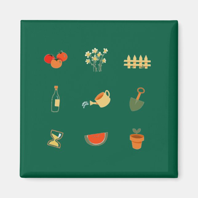 Moderner dunkelgrüner Gartenmagnet  Magnet (Vorne)