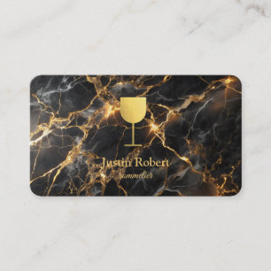 Moderner dunkler Marmor-Wein-Barkeeper Sommelier Visitenkarte