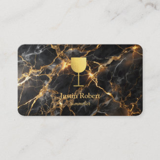 Moderner dunkler Marmor-Wein-Barkeeper Sommelier Visitenkarte