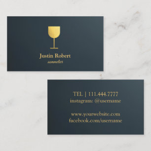 Moderner dunkler Weinkellner Sommelier Visitenkarte
