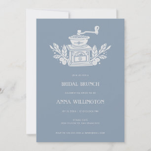 Moderner Dusty Blue Linocut Brautparty Brunch Einladung