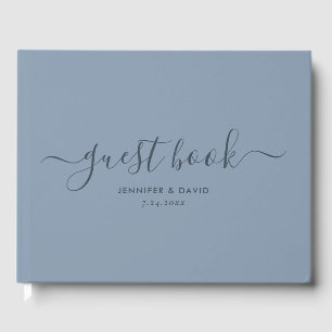 Moderner Dusty Blue Minimalistisch Script Wedding  Gästebuch
