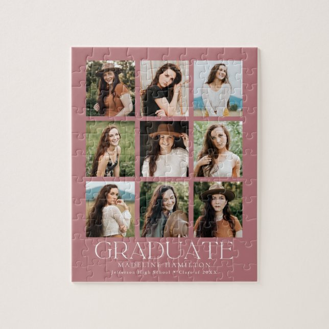Moderner Dusty Rose 9 Foto Collage Abschluss Puzzle (Vertikal)
