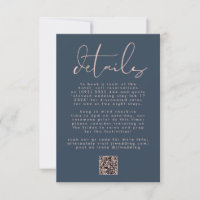 Moderner Dusty Rose Navy Blue Wedding QR CODE