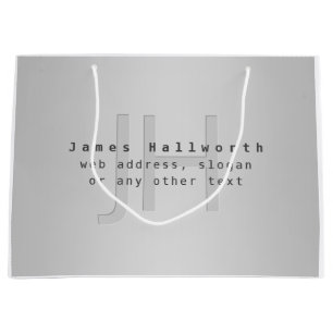 Moderner editierbarer Name & Slogan Grauer Gradi Große Geschenktüte