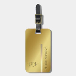 Moderner edler Gold-Metallischer mit Monogramm Nam Gepäckanhänger