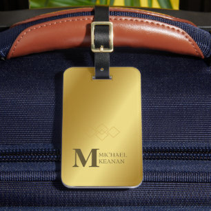 Moderner edler Gold-Metallischer mit Monogramm Nam Gepäckanhänger