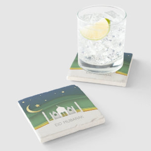 Moderner Eid Mubarak Papier Cut Moschee Stone Unte Steinuntersetzer