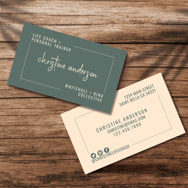 Moderner Einfach-Life Coach Personal Trainer | Grü Visitenkarte (Von Creator hochgeladen)
