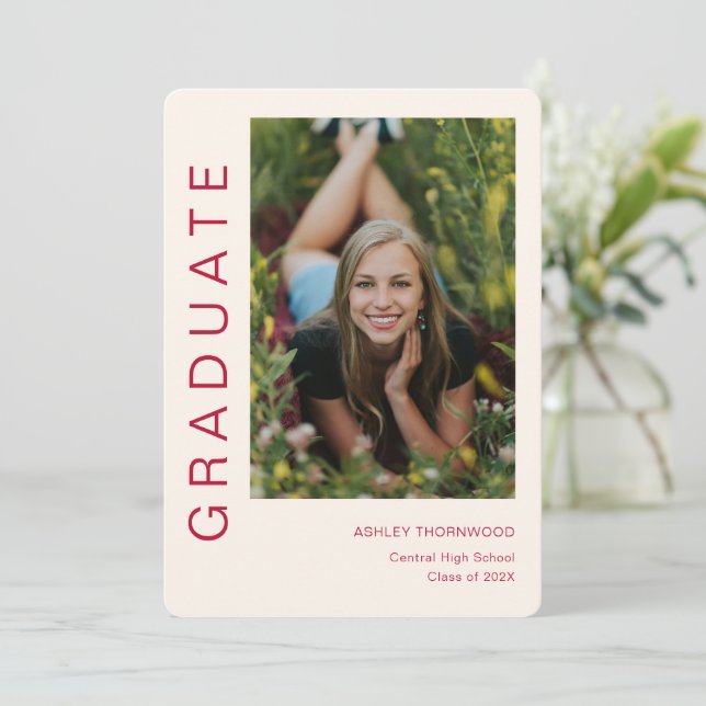 Moderner einfacher Abschluss für vertikales Foto Einladung (Stehend Vorderseite)