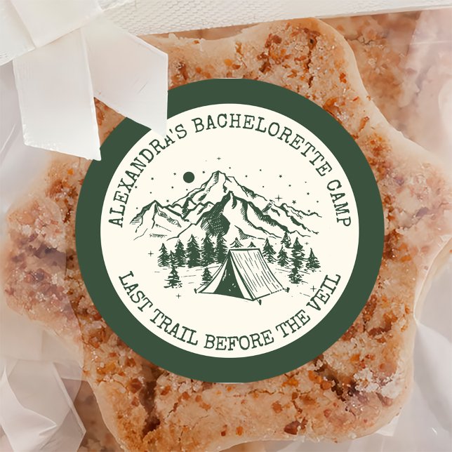 Moderner einfacher Camping Weekend Junggeselinnen- Runder Aufkleber (Von Creator hochgeladen)