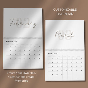 Moderner einfacher eleganter Kalender 2026