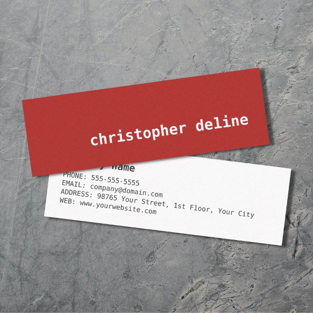 Moderner einfacher Eleganter Texture Red Consultan Mini Visitenkarte (Von Creator hochgeladen)