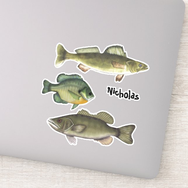 Moderner einfacher Fisch I Liebe Fischerei Minimal Aufkleber (Detail)