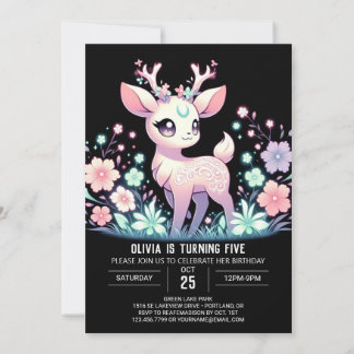 Moderner einfacher Hirsch Digitaler Geburtstag Einladung
