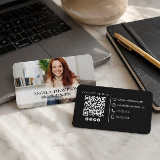 Moderner einfacher Minimalistischer Foto mit QR-Co Visitenkarte