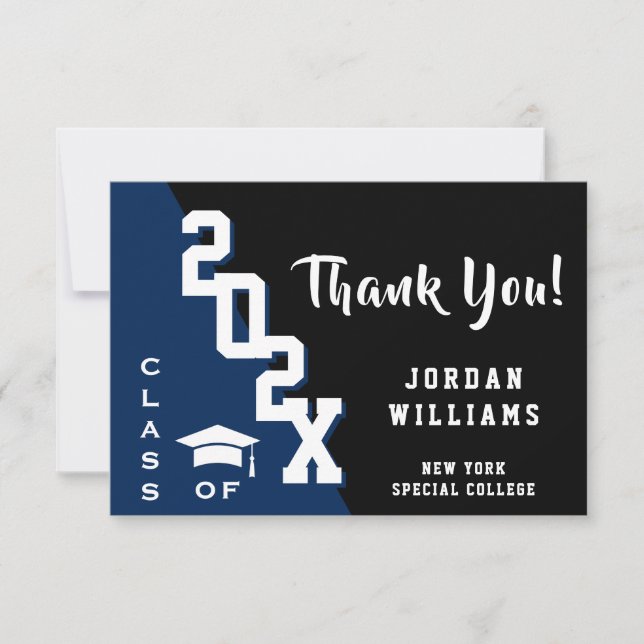 Moderner einfacher Minimalistischer Navy Blue Absc Dankeskarte (Vorderseite)