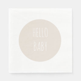 Moderner einfacher neutraler Kreis "Hello Baby" Serviette