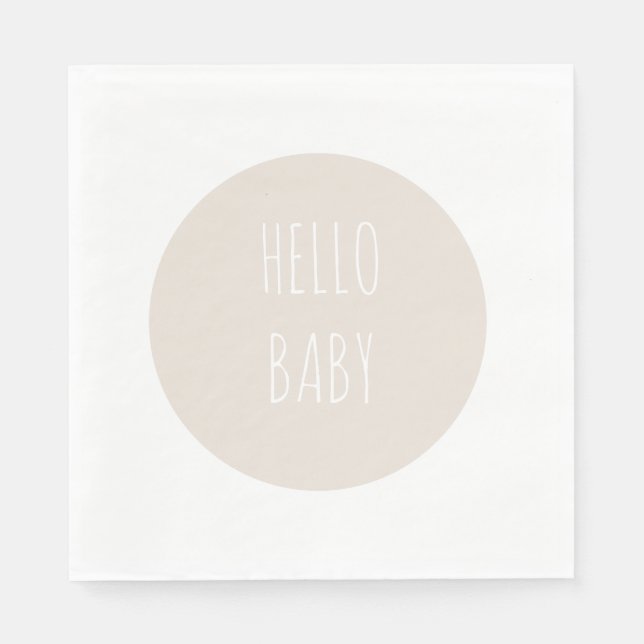 Moderner einfacher neutraler Kreis "Hello Baby" Serviette (Vorderseite)