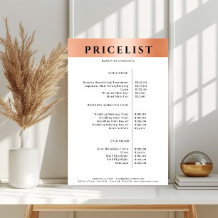 Moderner Einfacher Orange Salon Preisliste Poster