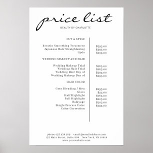 Moderner einfacher Preisliste-Plakat Poster