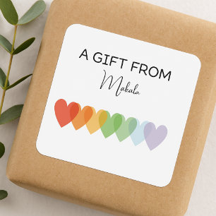 Moderner einfacher Regenbogen als Geschenk für Quadratischer Aufkleber