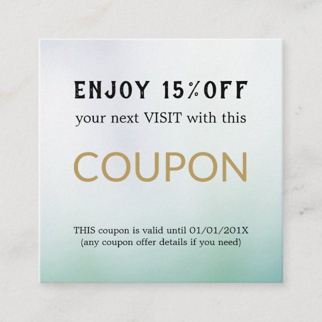 Moderner einfacher Salon-Rabattcoupon Rabattkarte (Vorderseite)