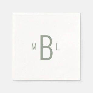 Moderner einfacher Schriftart-Sage Monogram-Hochze Serviette