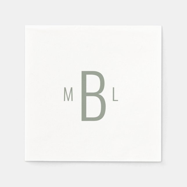 Moderner einfacher Schriftart-Sage Monogram-Hochze Serviette (Vorderseite)