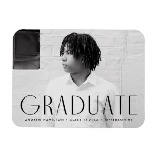 Moderner, einfacher Schwarzer Foto Abschluss Magnet