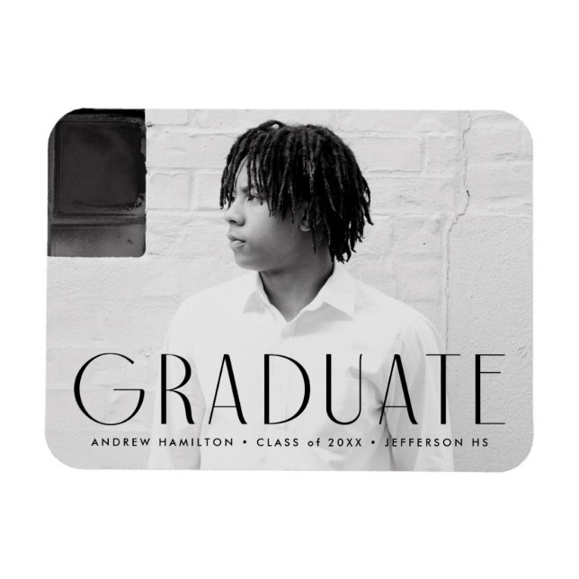 Moderner, einfacher Schwarzer Foto Abschluss Magnet (Horizontal)